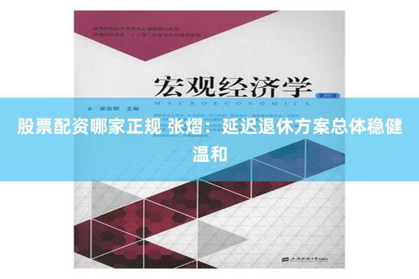 股票配资哪家正规 张熠:延迟退休方案总体稳健温和