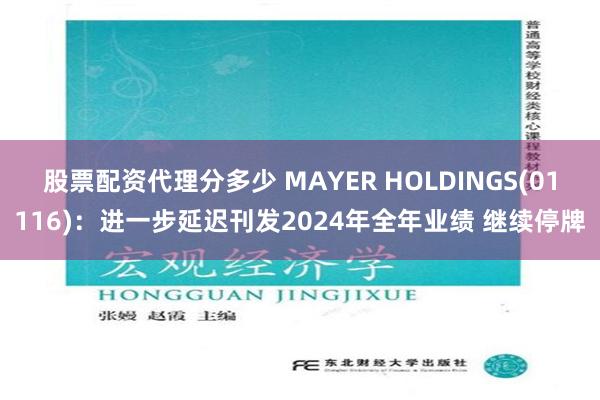 股票配资代理分多少 MAYER HOLDINGS(01116)：进一步延迟刊发2024年全年业绩 继续停牌