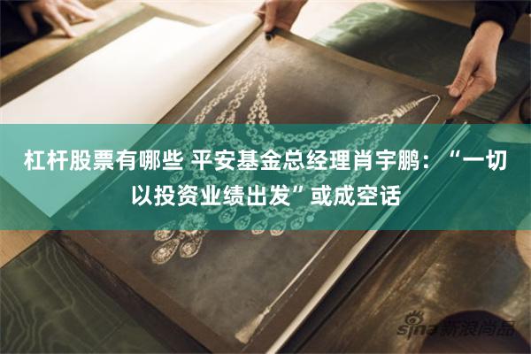 杠杆股票有哪些 平安基金总经理肖宇鹏：“一切以投资业绩出发”或成空话
