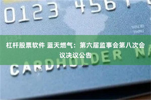 杠杆股票软件 蓝天燃气：第六届监事会第八次会议决议公告
