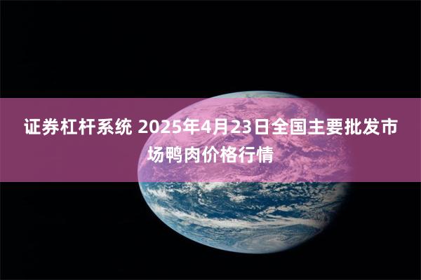证券杠杆系统 2025年4月23日全国主要批发市场鸭肉价格行情