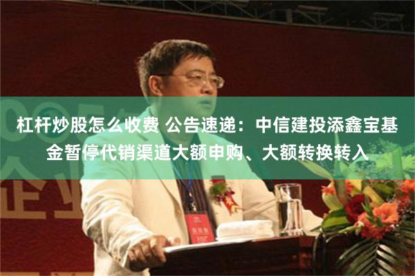 杠杆炒股怎么收费 公告速递：中信建投添鑫宝基金暂停代销渠道大额申购、大额转换转入