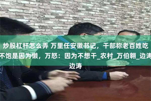 炒股杠杆怎么弄 万里任安徽书记，干部称老百姓吃不饱是因为懒，万怒：因为不想干_农村_万伯翱_边涛